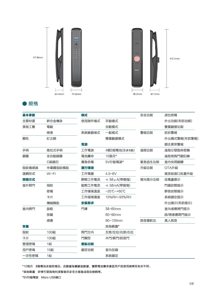 飛利浦電子鎖-702E-功能規格 (1)